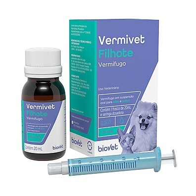 Vermivet Filhote: Vermífugo Cães e Gatos 20mL