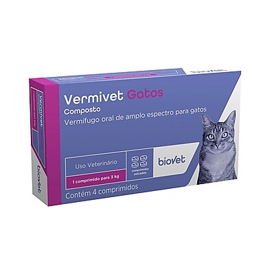 Vermivet Gatos: Elimine Vermes com 4 Comprimidos