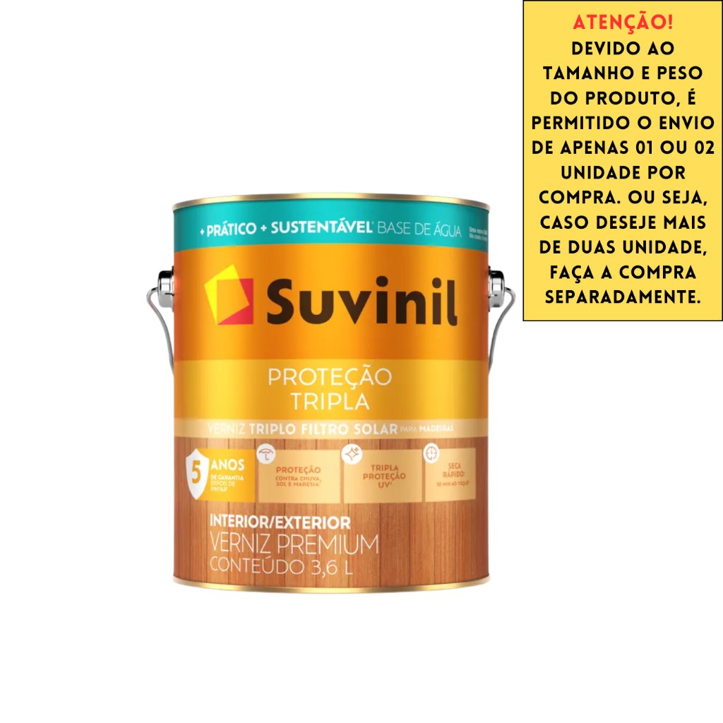 Verniz Tripla Proteção Suvinil 3,6L: Proteção e Brilho para Sua Madeira