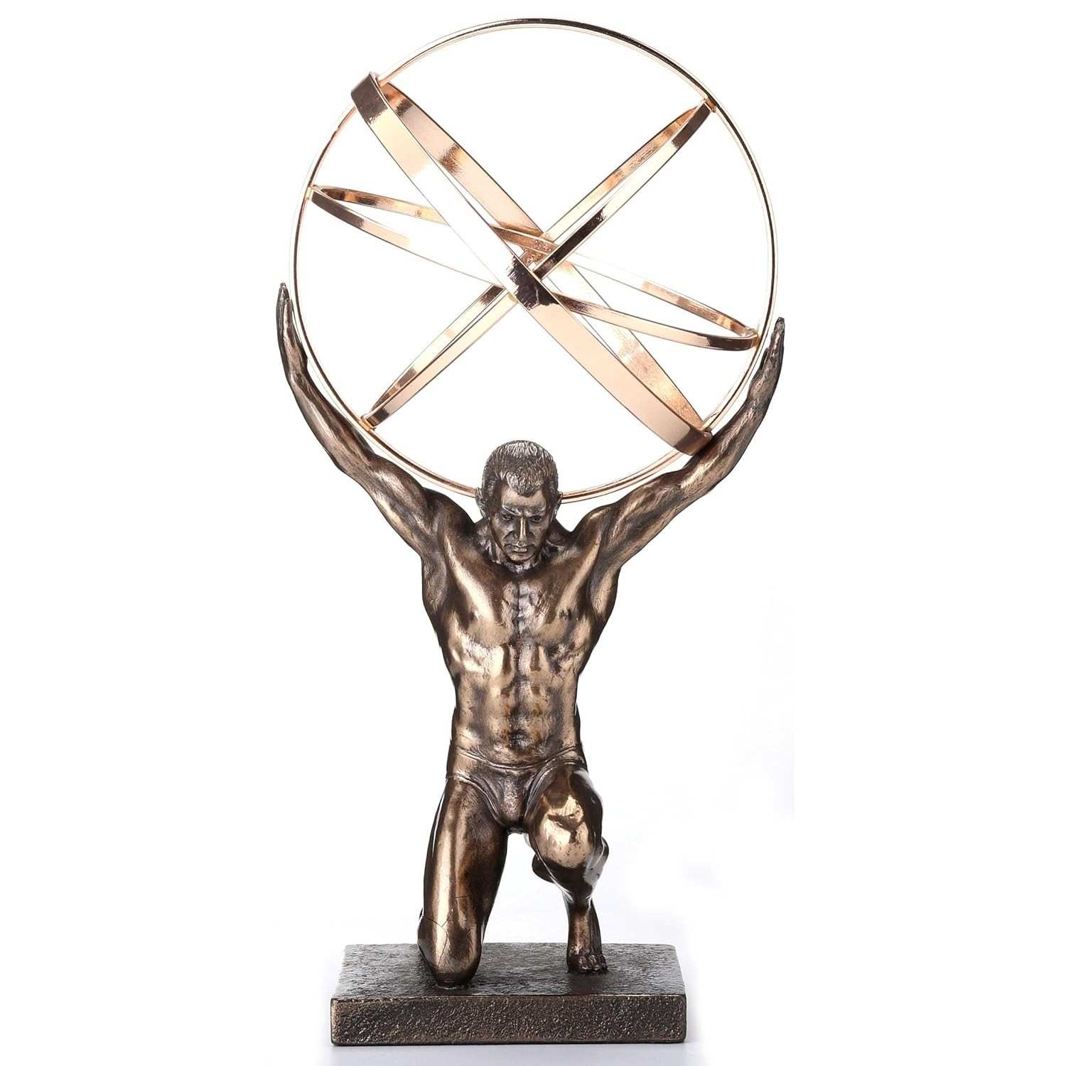 Estátua Esfera Celestial em Bronze e Ouro - Atlas da Veronese Design