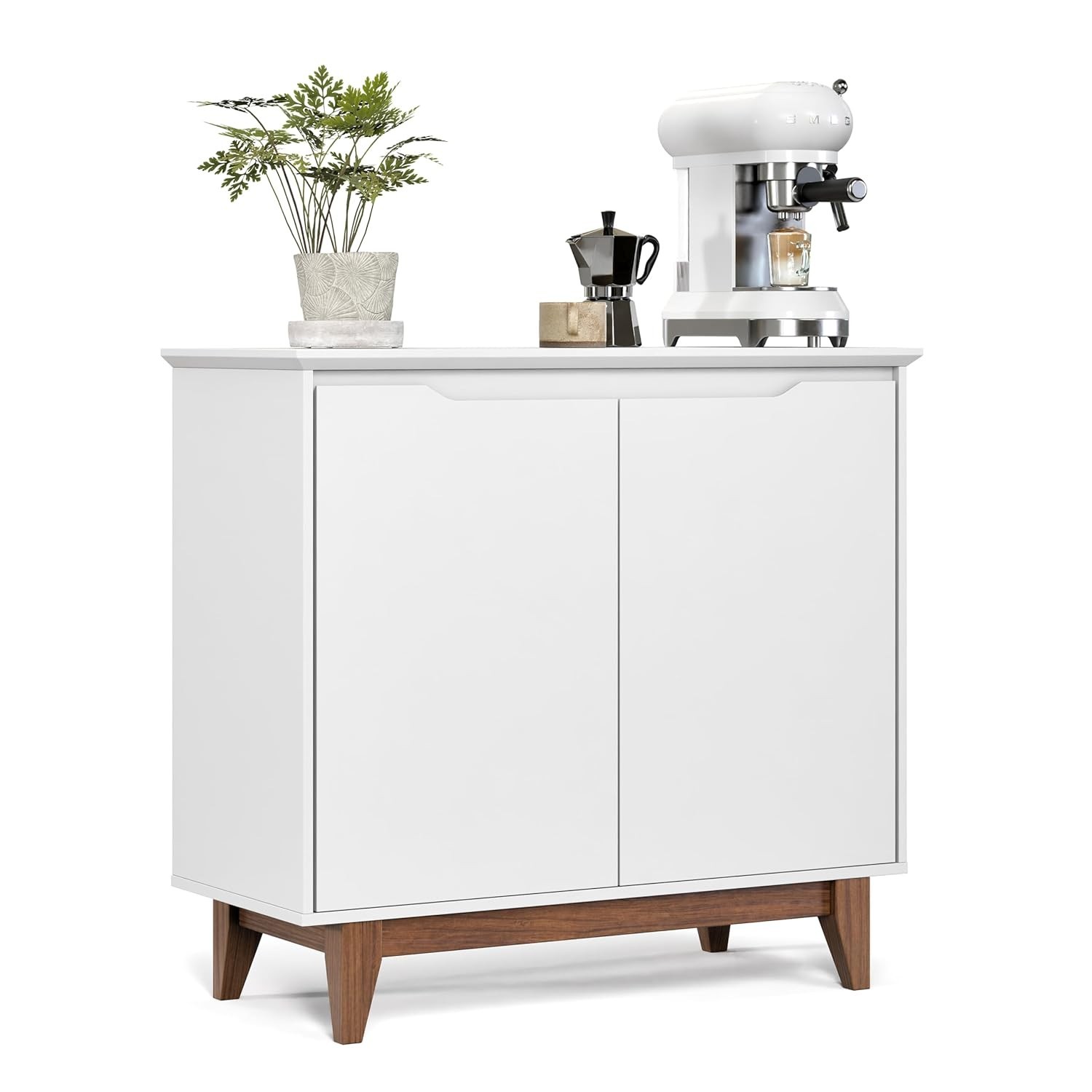 Aparador Moderno 2 Portas Flow - Bancada Versátil para Sala, Cozinha e Cantinho do Café (Branco)
