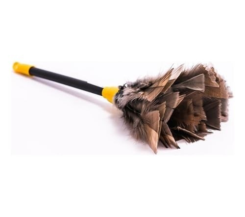 Espanador de Pó 42cm com Penas Naturais - Leve, Reutilizável e Versátil para Casa e Escritório