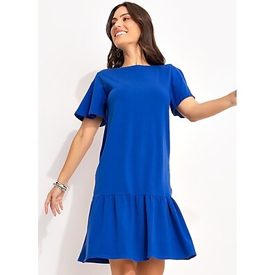 Vestido Azul Cotton Quintess: Estilo Casual com Tocada de Elegância