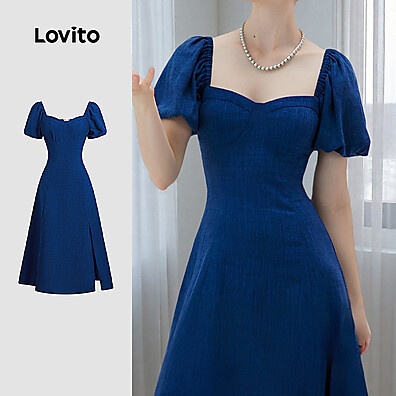 Vestido Azul Lovito: Elegância Casual para o Verão