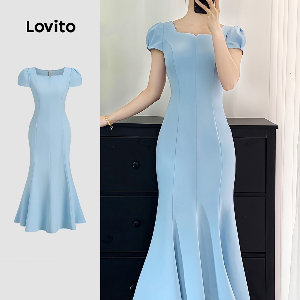 Vestido Azul Lovito: Elegância e Conforto