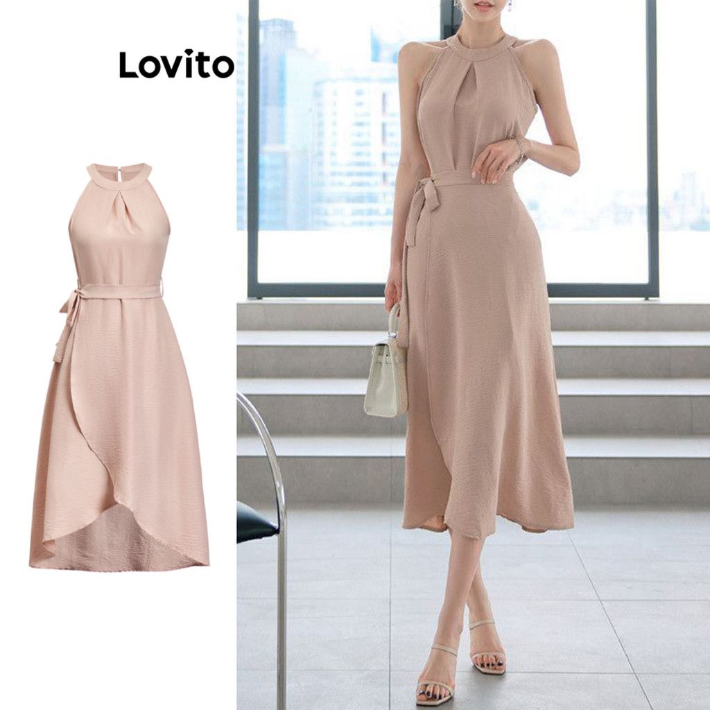 Vestido Boho Assimétrico Plissado Lovito: Estilo e Conforto