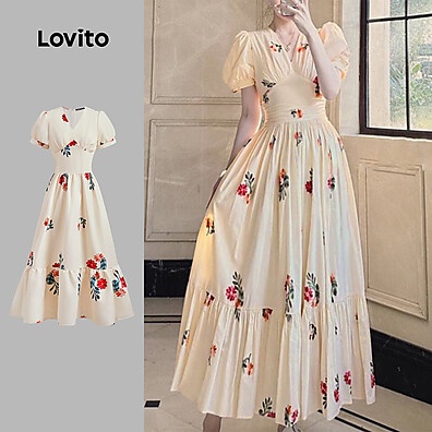 Vestido Boho Floral Lovito: Estilo e Conforto para Mulheres