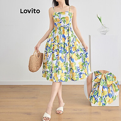 Vestido Boho Lovito com Estampa de Frutas e Vegetais | Cadarço