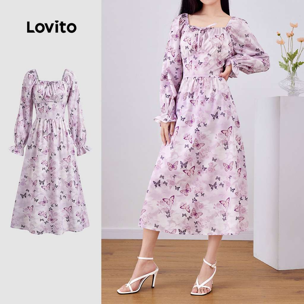 Vestido Borboleta Lovito: Elegância e Fluidez