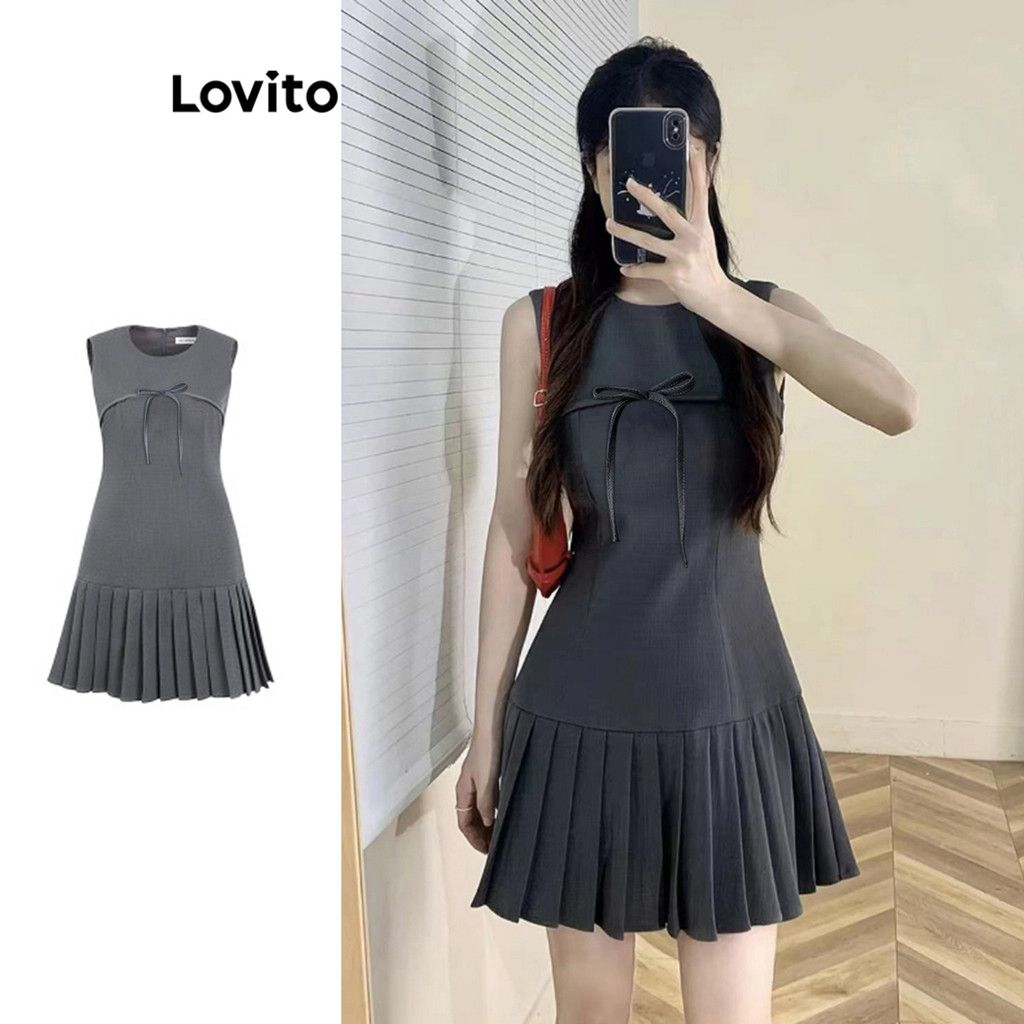 Vestido Casual Lovito com Laço: Estilo e Conforto em um Modelo