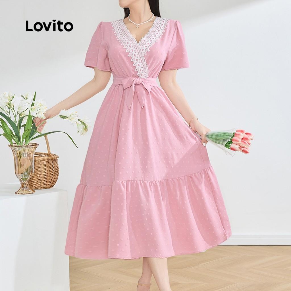 Vestido de Renda Lovito: Elegância Rosa para Você!