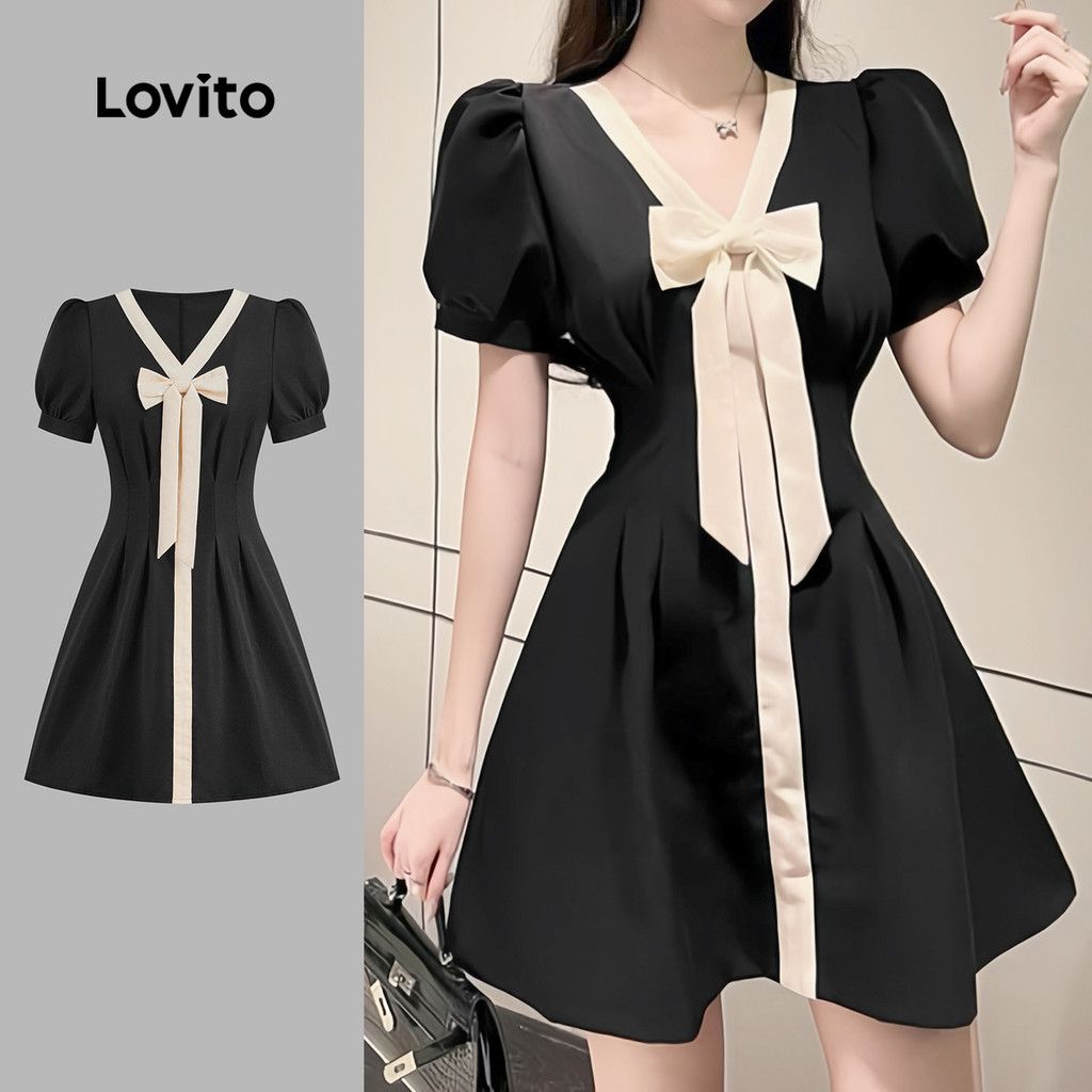 Vestido Elegante com Laço Lovito: Seu Look Perfeito!