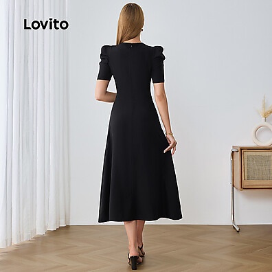 Vestido Elegante com Manga Bufante Lovito LBL22346
