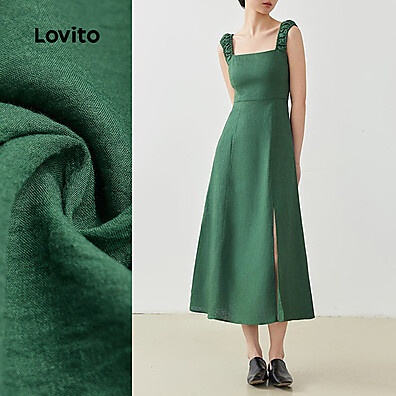 Vestido Elegante Liso Dividido Na Frente Lovito LBL25178