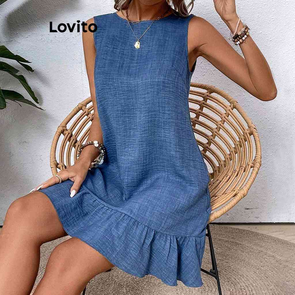 Vestido Elegante Lovito: Babados e Amarração