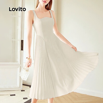 Vestido Elegante Lovito: Plissado e Sofisticado