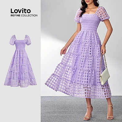 Vestido Elegante Lovito Refine LR4LD125 para Mulheres