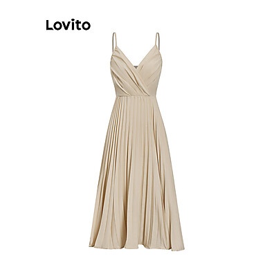 Vestido Elegante Plissado Lovito L105MD560 para Mulher