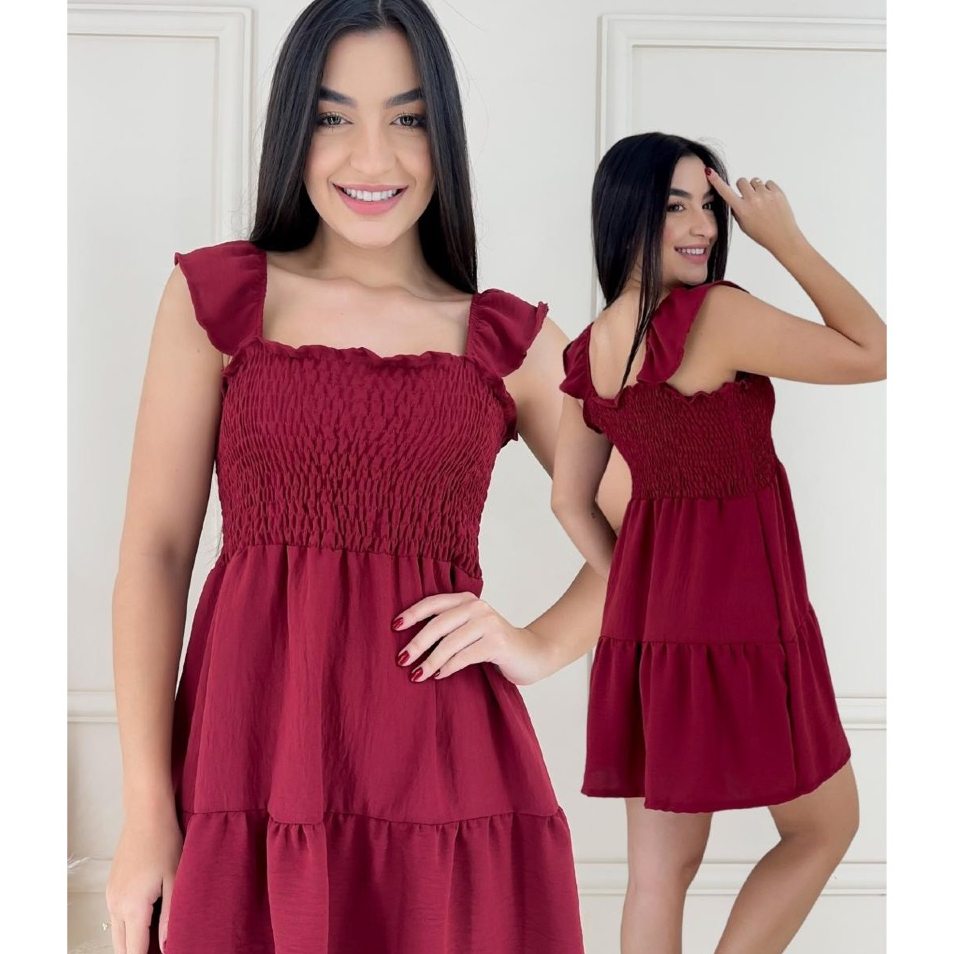 Vestido Feminino Rodado com Lastex no Peito – Estilo e Conforto em Cores Lisas