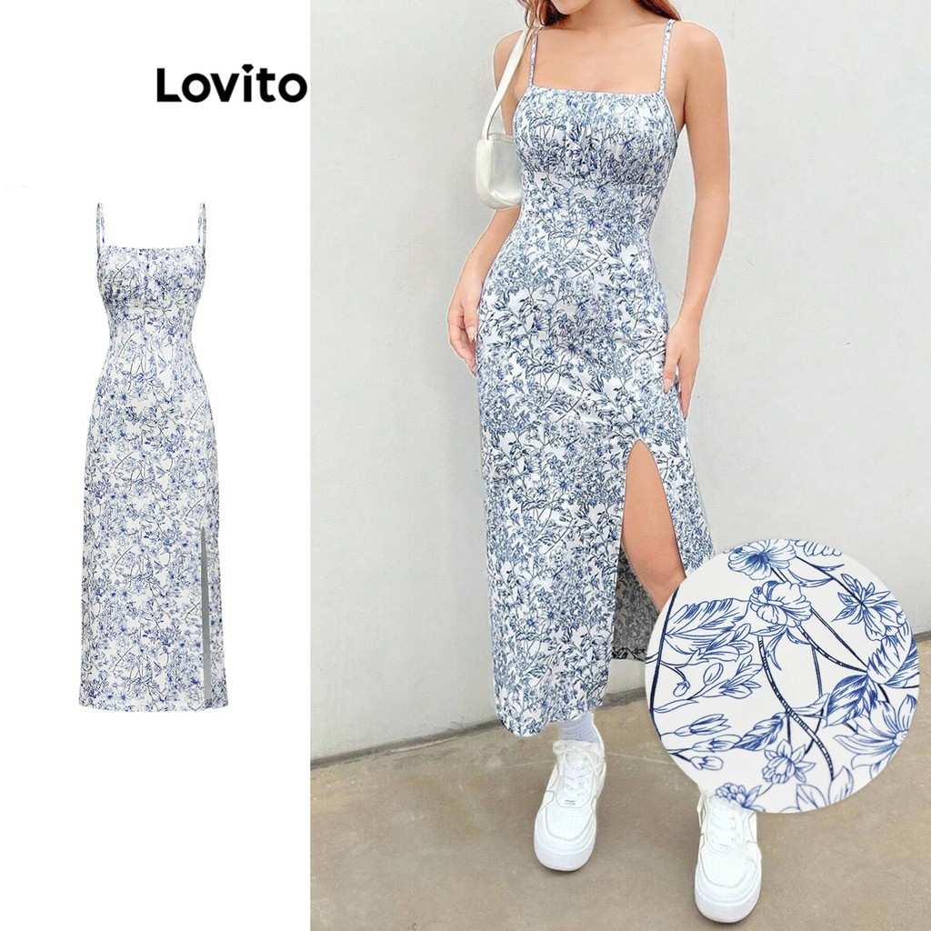 Vestido Floral com Fenda Lovito: Elegância Casual