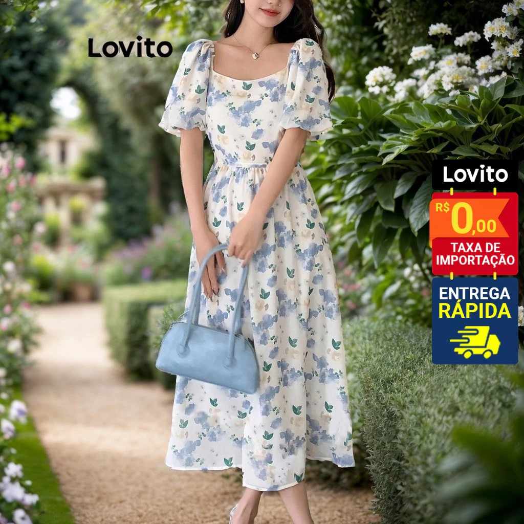Vestido Floral Midi Lovito: Elegância e Conforto