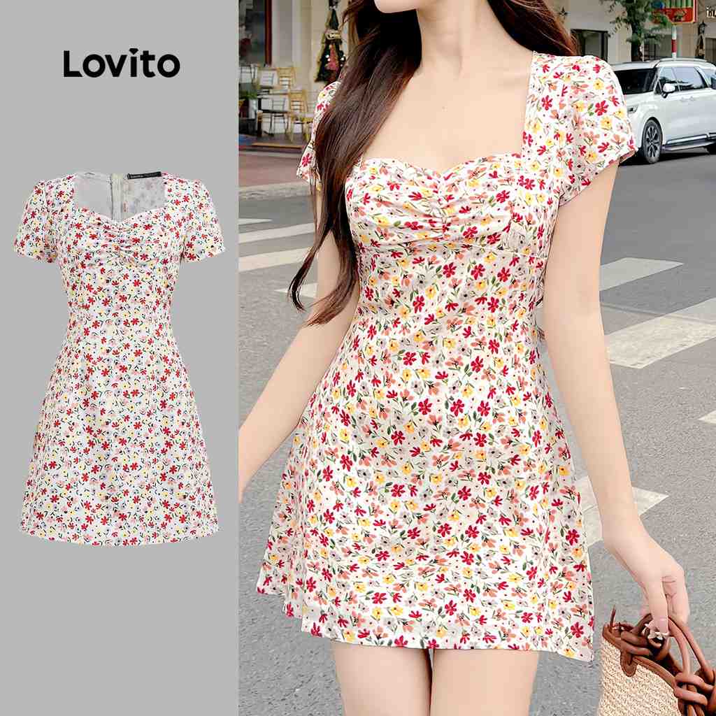 Vestido Floral Plissado Lovito: Elegância Casual