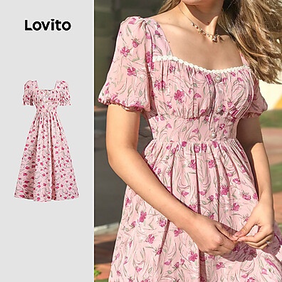Vestido Floral Rosa Lovito: Elegância e Charme