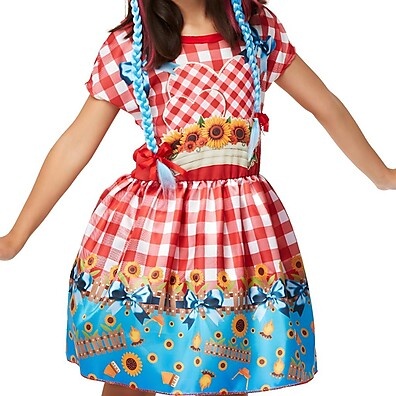 Vestido Infantil Xadrez Vermelho para Festa Junina
