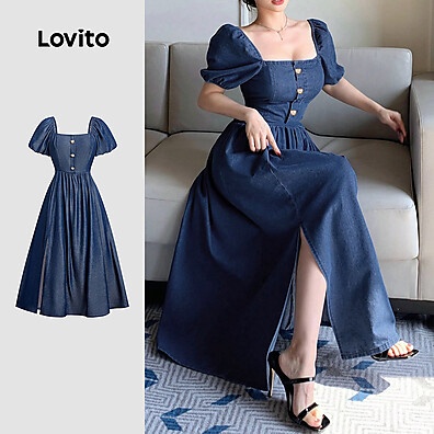 Vestido Jeans Azul com Botão – Toque Suave e Estilo Casual