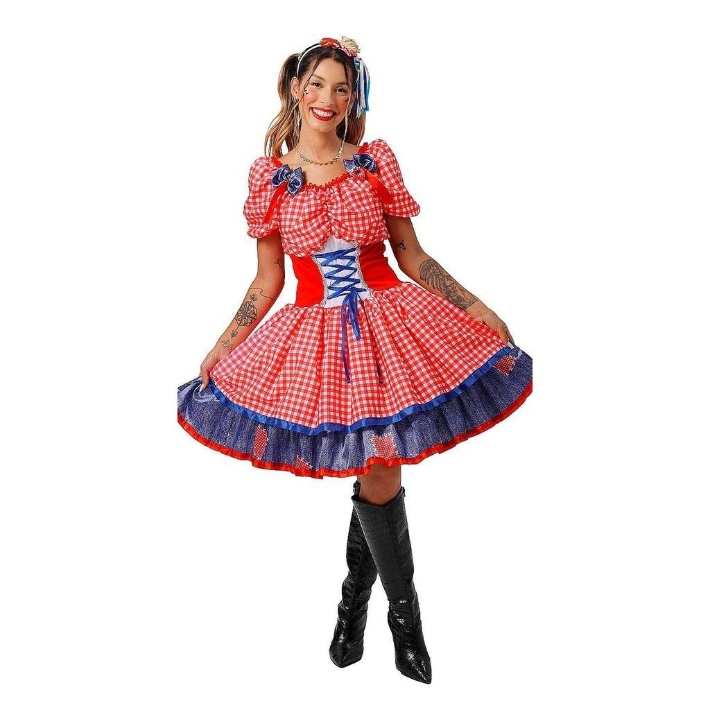 vestido-junino-luxo-xadrez-vermelho-e-espartilho
