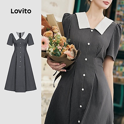 Vestido Listrado com Lapela: Elegância e Estilo