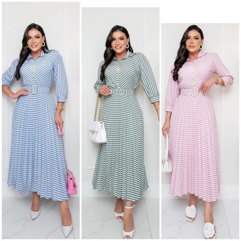 Vestido Listrado Evangélico: Elegância e Conforto
