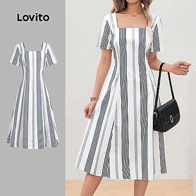 Vestido Listrado Lovito: Casual e Confortável