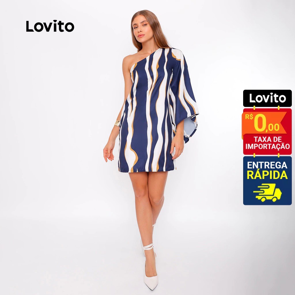 Vestido Listrado Ombro Só: Elegância e Conforto!