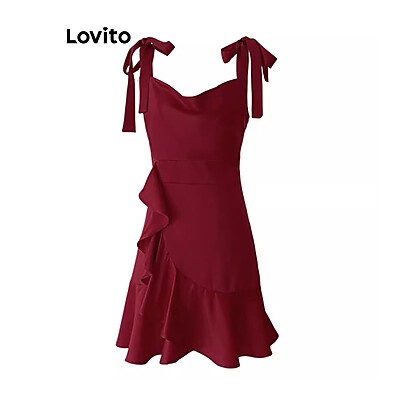 Vestido Lovito Assimétrico Casual Liso – Estilo e Conforto