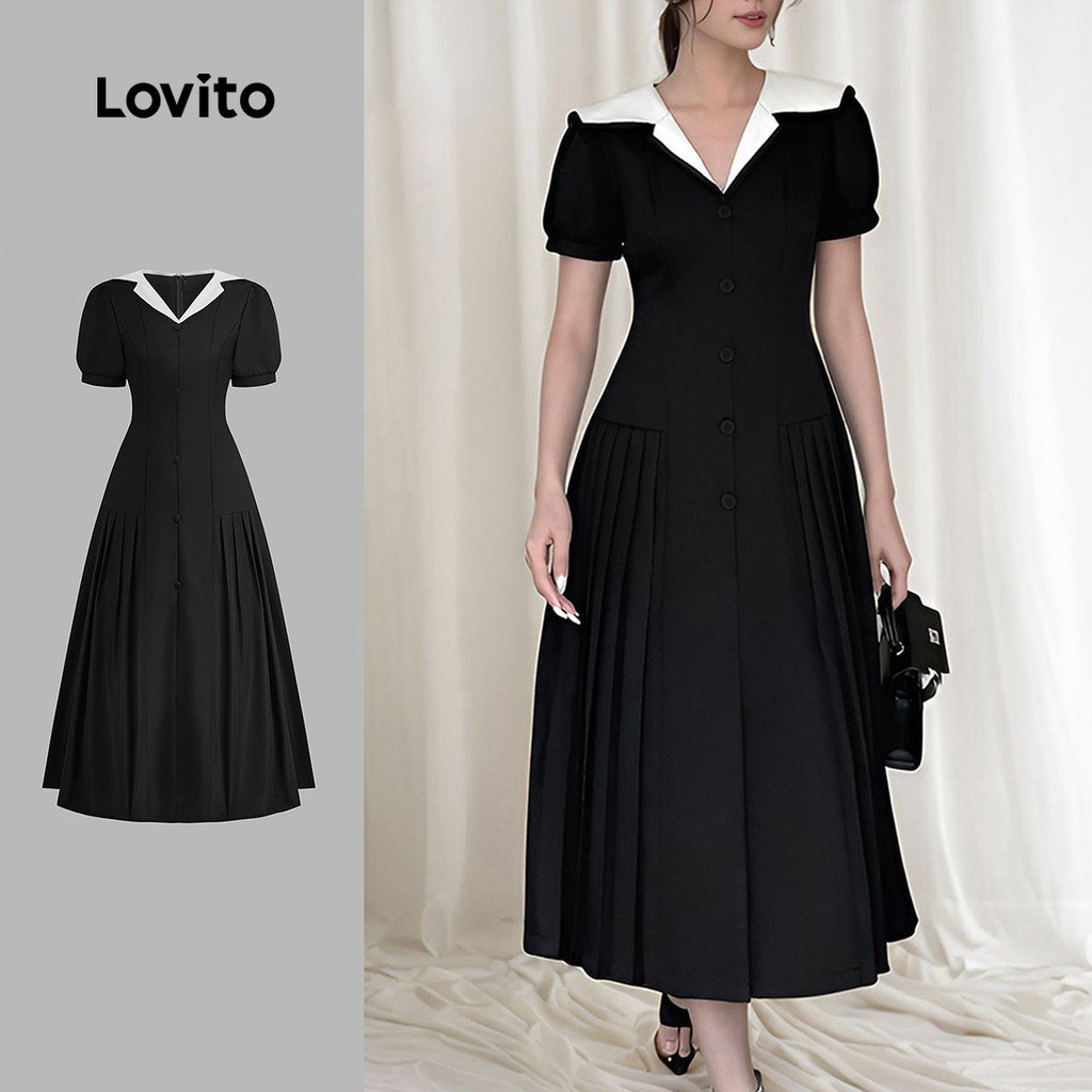 Vestido Lovito Colorblock: Elegância e Conforto