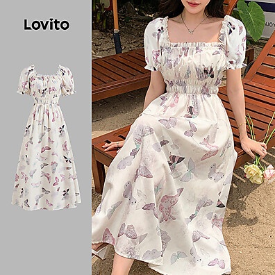 Vestido Lovito com Babados e Gravata Frontal - Elegância Moderna