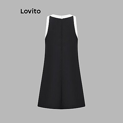 Vestido Lovito Elegante com Blocos de Cores