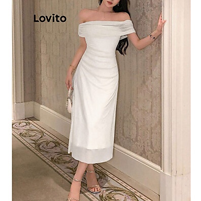 Vestido Lovito Elegante: Malha Lisa e Confortável