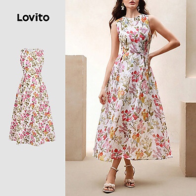 Vestido Lovito Floral Elegante para Primavera/Verão
