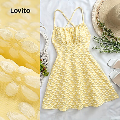 Vestido Lovito Jacquard: Elegância Casual para o Verão
