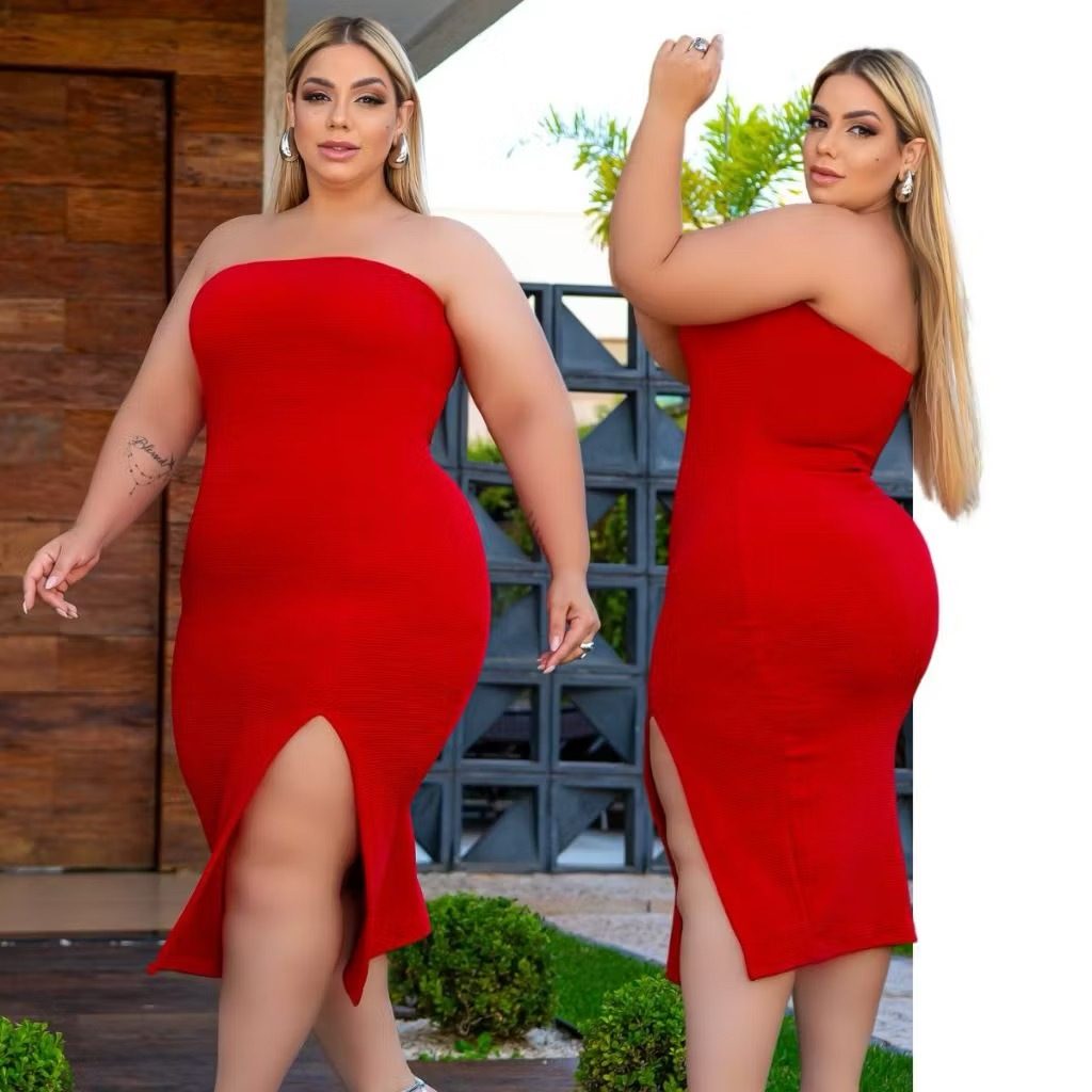 Vestido Midi Canelado Tomara Que Caia Plus Size: Ousado e Confortável