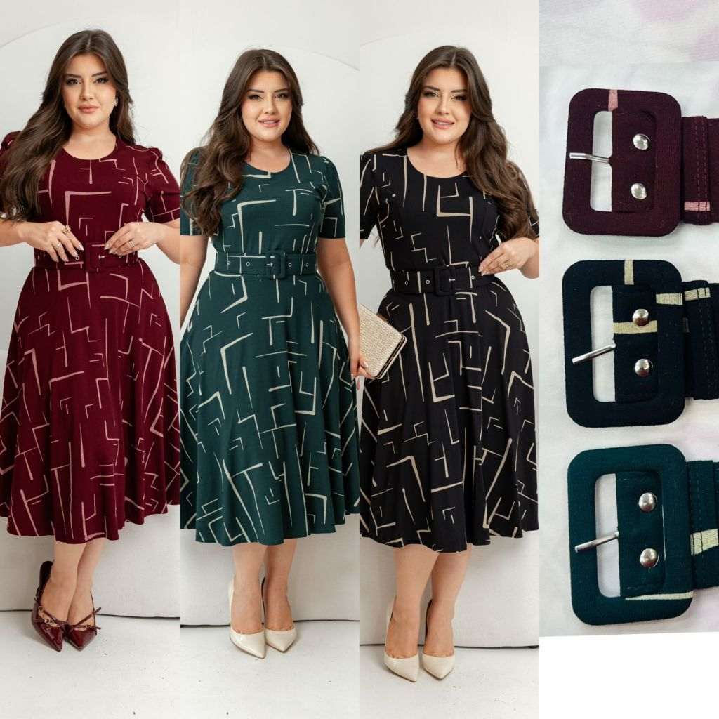 Vestido Midi com Cinto: Estilo e Conforto em Viscolycra Alta Qualidade
