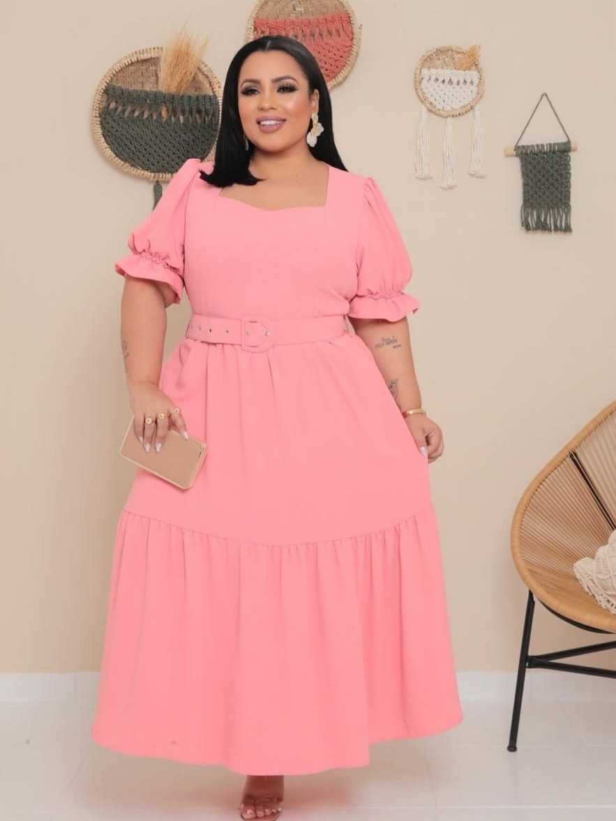 Vestido Midi Moda Evangelica com Cinto: Elegância para Eventos e Casamentos
