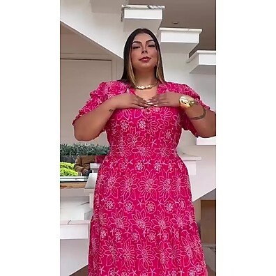 Vestido Midi Plus Size: Elegância em Laise Algodão