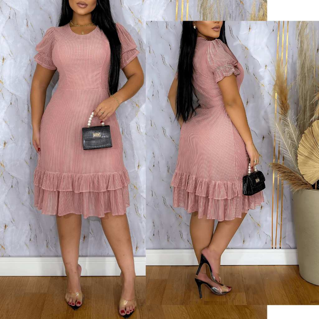 Vestido Midi Tule Babado: Luxo e Elegância