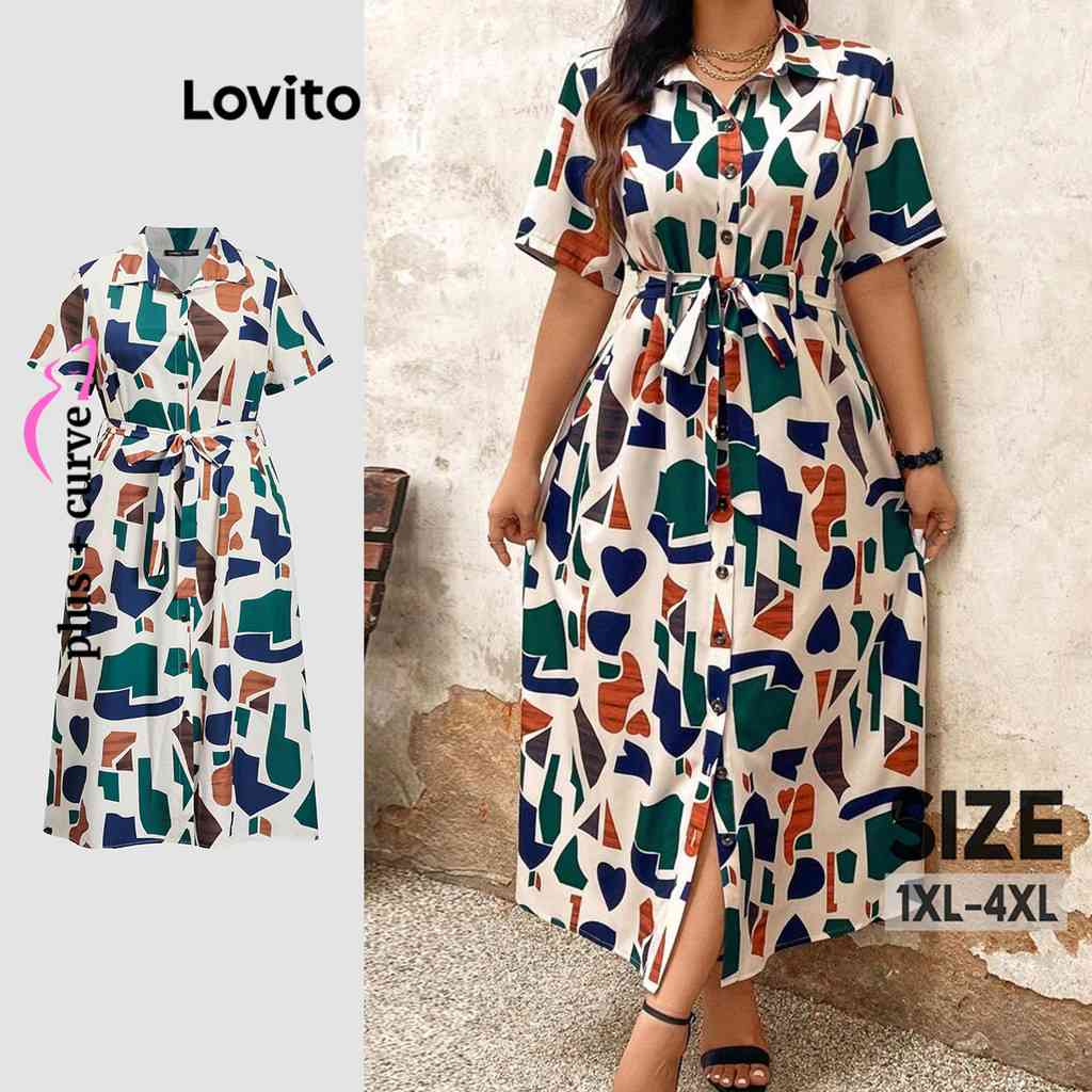 Vestido Plus Size Lovito: Elegância Geométrica