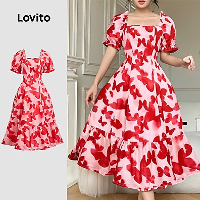 Vestido Romântico Lovito Resort Verão