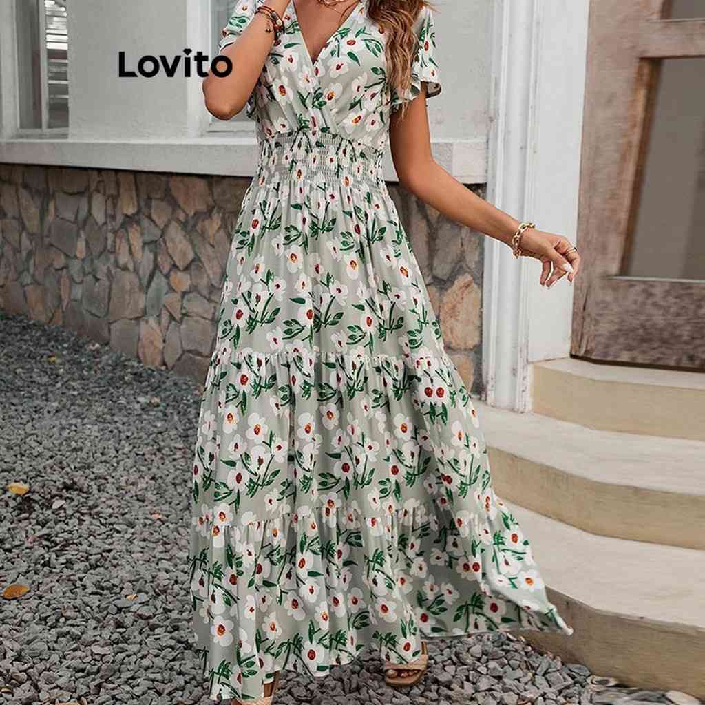 Vestido Tropical Lovito: Elegância em Cascata
