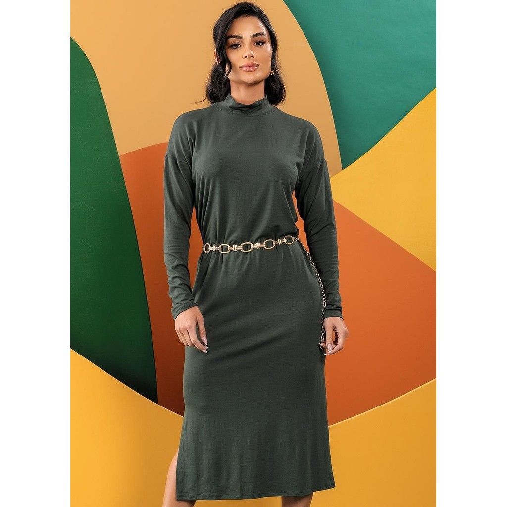 Vestido Viscose Verde Quintess: Elegância e Conforto